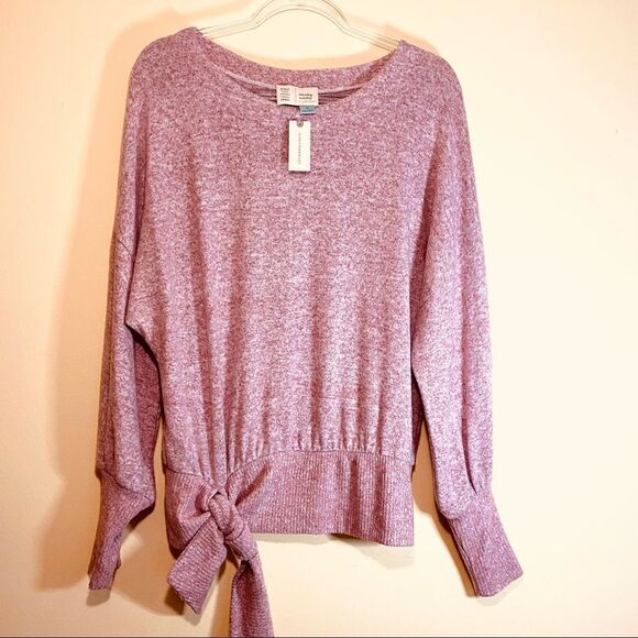 SATURDAY SUNDAY ANTHROPOLOGIE PEYTON BRUSHED LIGHT RASPBERRY PINK SWEATER XS NWT - Picture 2 of 12